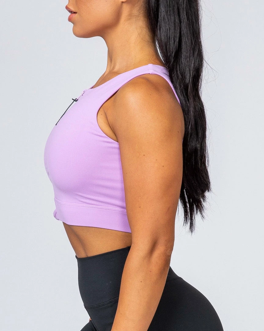 Budget 💯 Muscle Nation 👩 Womens Zip Up Bra - Lilac 🔔 9 Muscle Nation Womens Zip Up Bra - Lilac