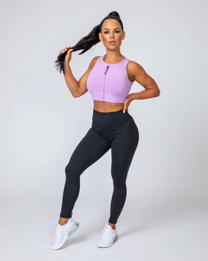 Budget 💯 Muscle Nation 👩 Womens Zip Up Bra - Lilac 🔔 10 Muscle Nation Womens Zip Up Bra - Lilac