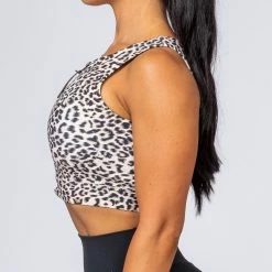 Muscle Nation Zip Up Bra - Yellow Leopard Womens